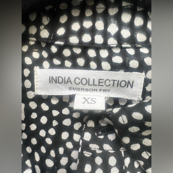 Emerson Fry India Collection Ry Shirtdress Painterly Dot Black White Button Down - Picture 10 of 14